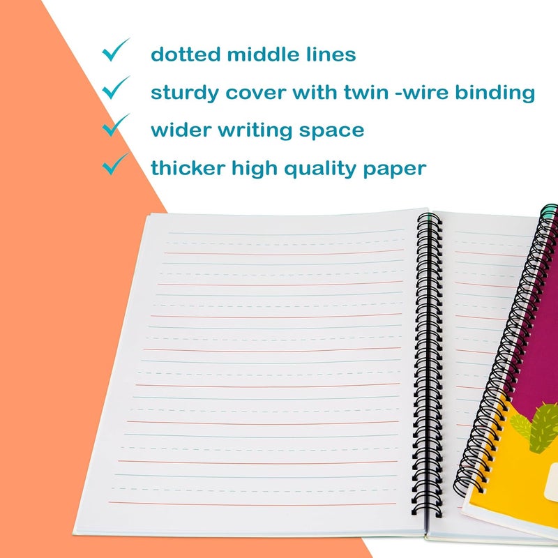 Learning Owl A4 Lined Handwriting Practice Notebook for Kids – Dotted Midline, Spiral Bind, Pre-K, Kindergarten, 100 Thick Pages - Image 5